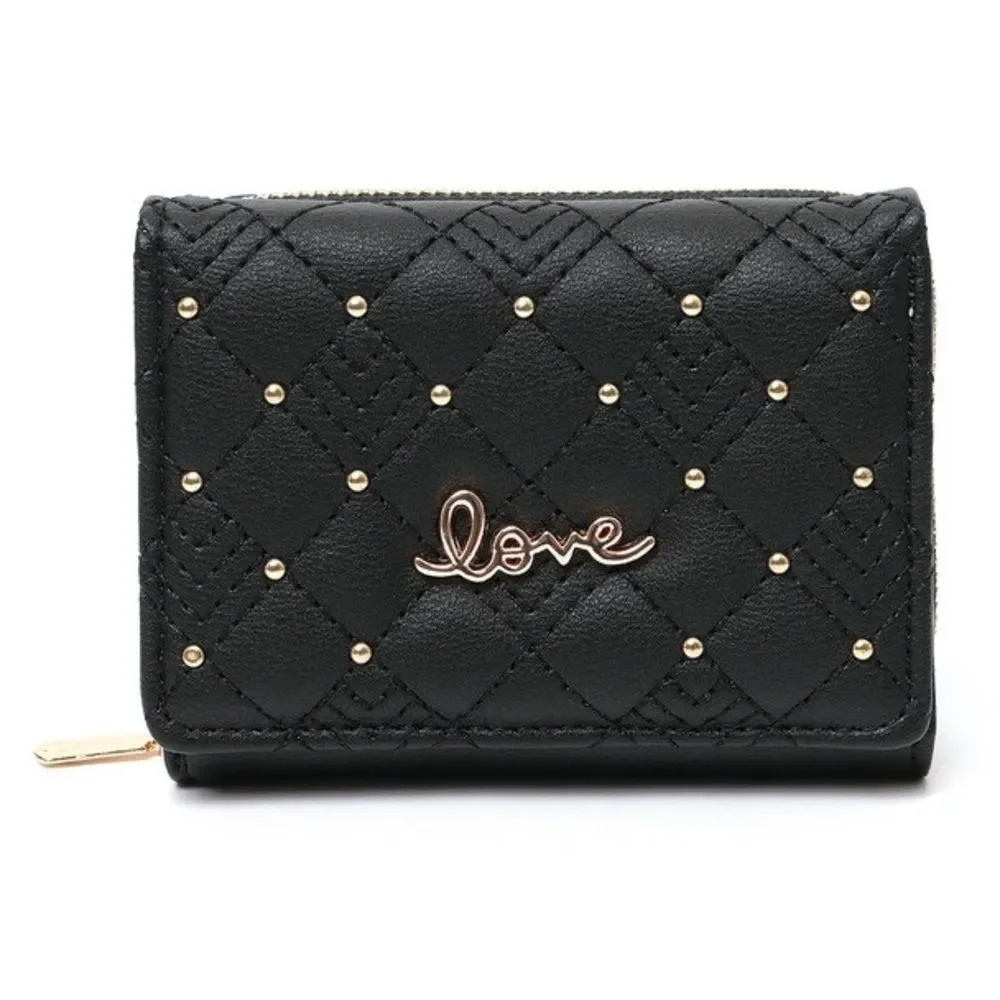 Quilted Studded Love Wallet - Black- Gift Idea - NWT